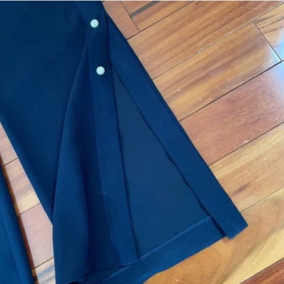 Zara Navy High Waist Pearl Button Slit Pants - Picture 4 of 7